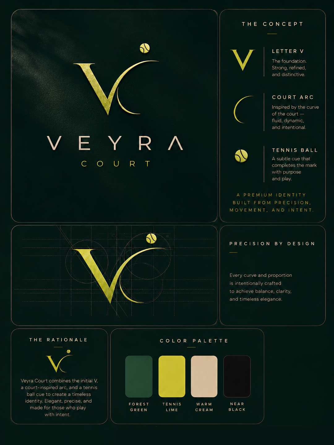 Veyra Court logo, concept, moodboard and color palette